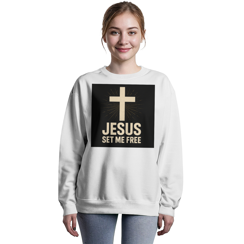 🕊️ “Jesus Set Me Free” Unisex Premium Crewneck Bold faith. Everyday comfort.