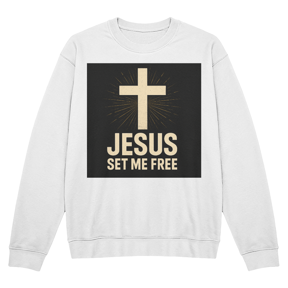 🕊️ “Jesus Set Me Free” Unisex Premium Crewneck Bold faith. Everyday comfort.