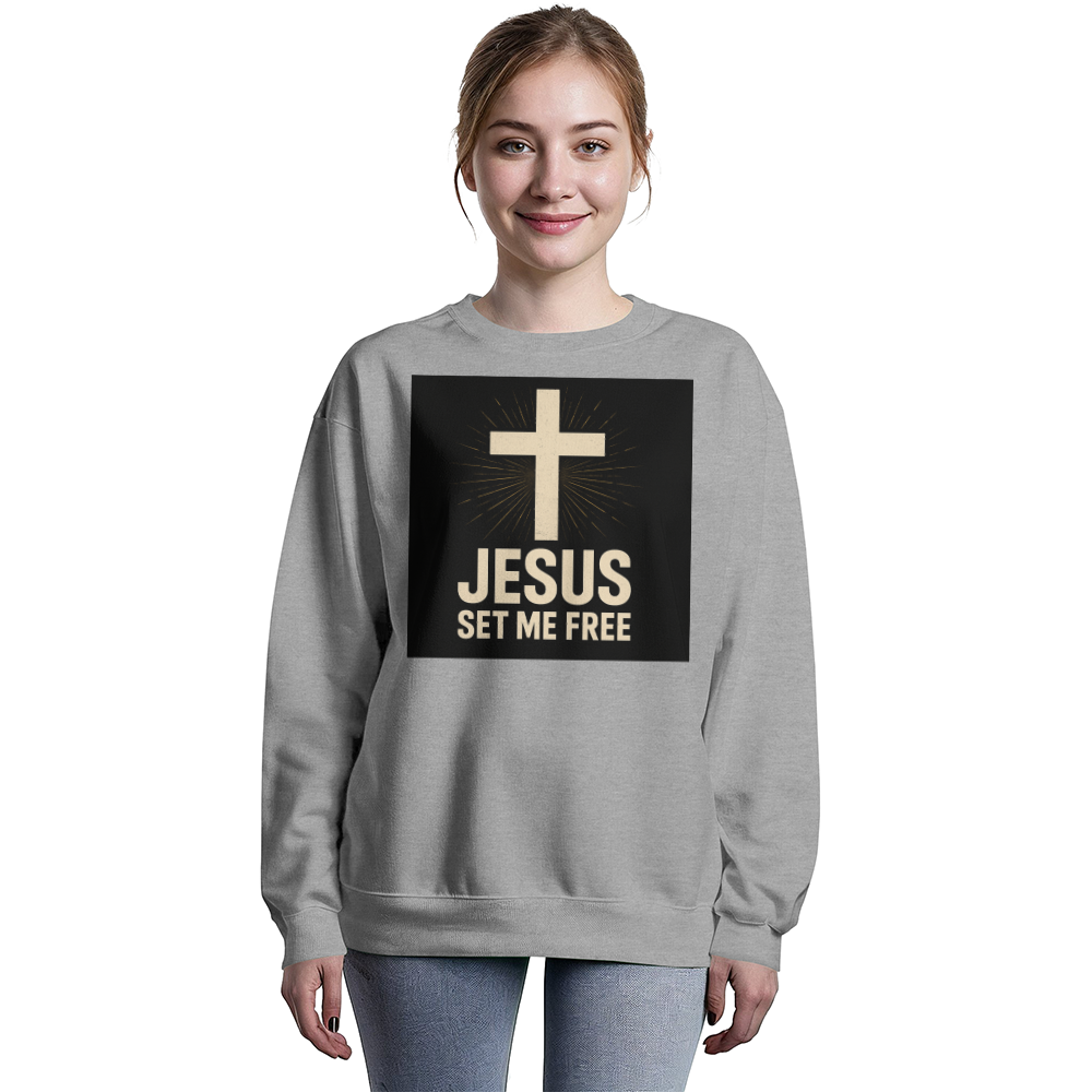🕊️ “Jesus Set Me Free” Unisex Premium Crewneck Bold faith. Everyday comfort.